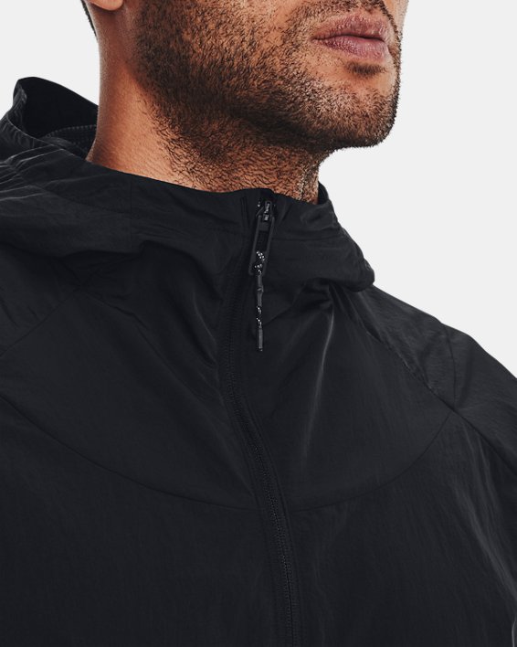 เสื้อแจ็คเก็ตอโนแรคซิปครึ่งตัว UA RUSH™ Woven สำหรับผู้ชาย in Black image number 3